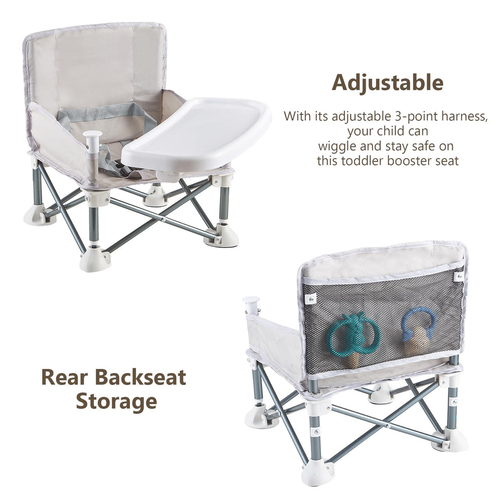 FUFVUTI beige seating with safety straps keeps little ones comfortable.