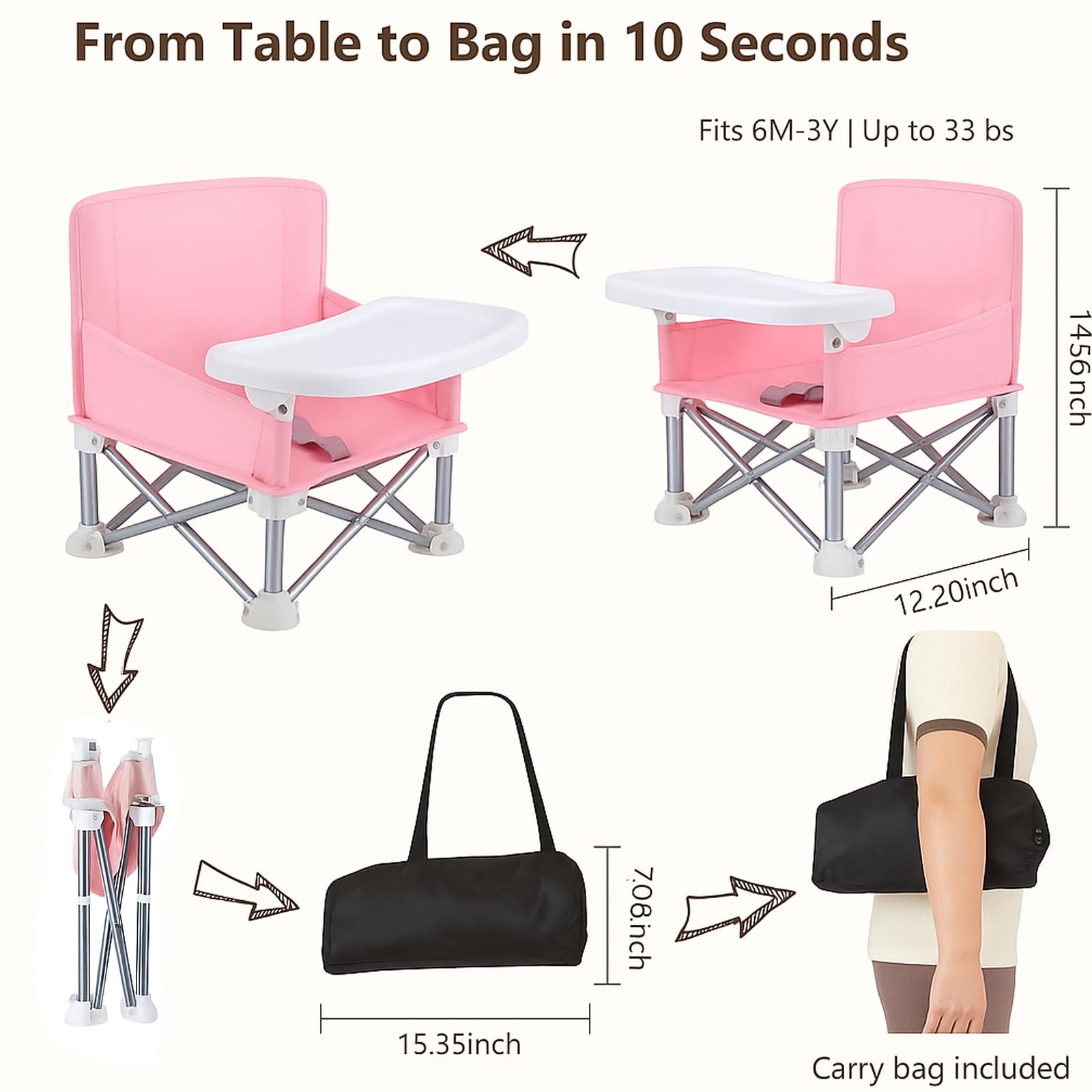FUFVUTI portable baby chair at the beach for family dining