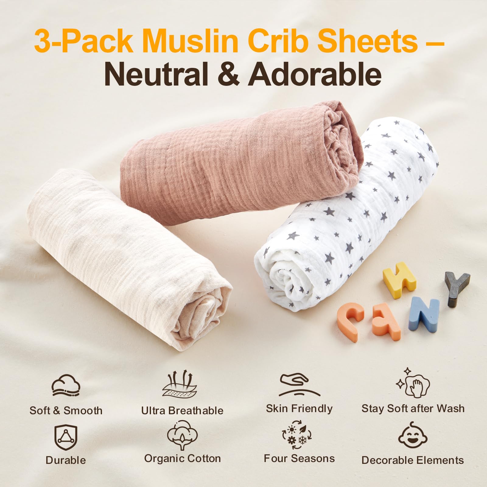 FUFVUTI washable baby bedding close-up showing machine-washable fabric.