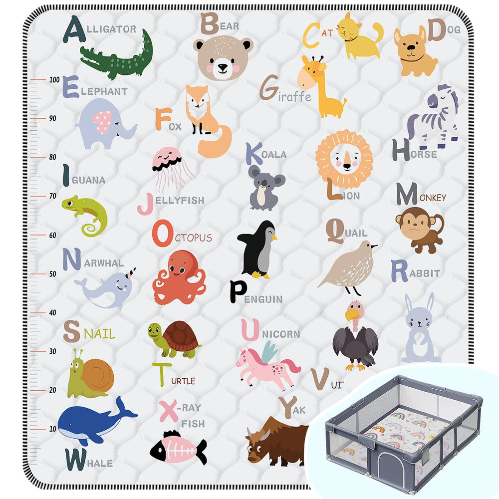 FUGWU Baby Play Mat with animal alphabet pattern for visual learning during floor play