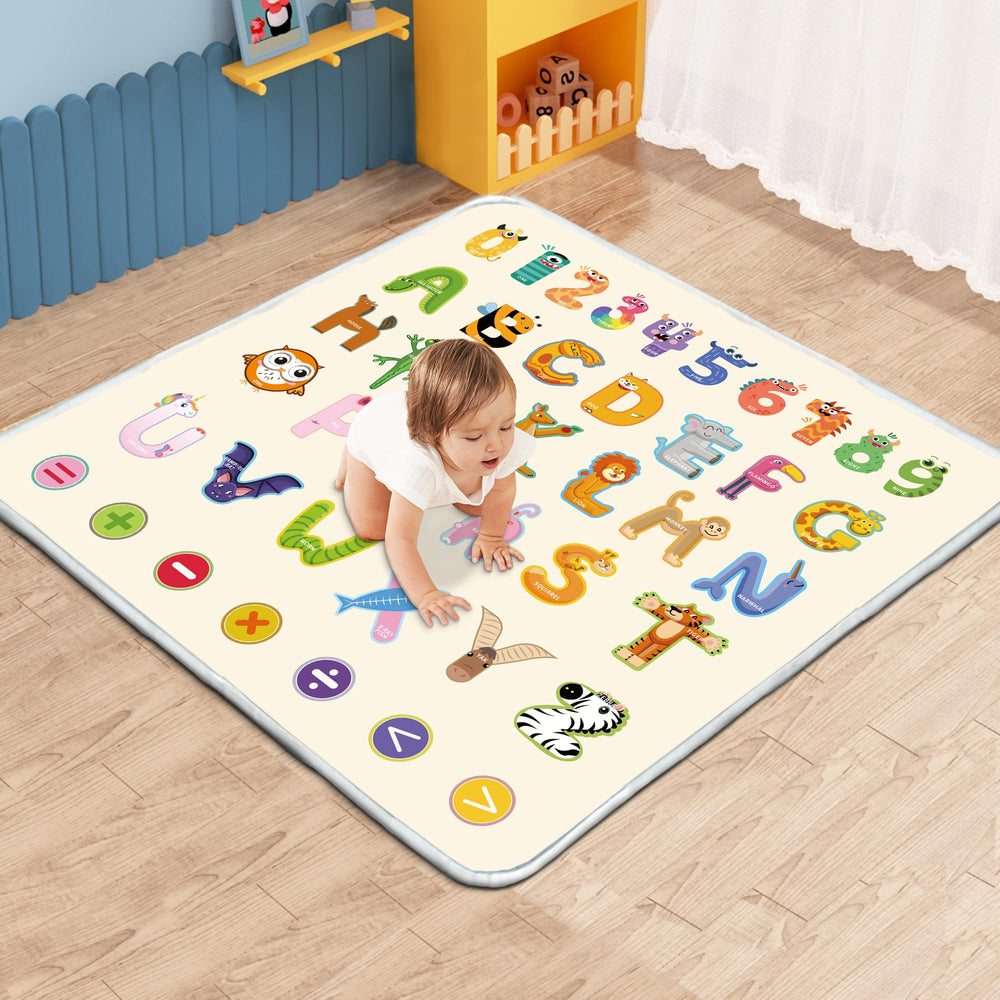 FUGWU baby play mat with 1-inch foam cushion for comfy tummy time and safe play