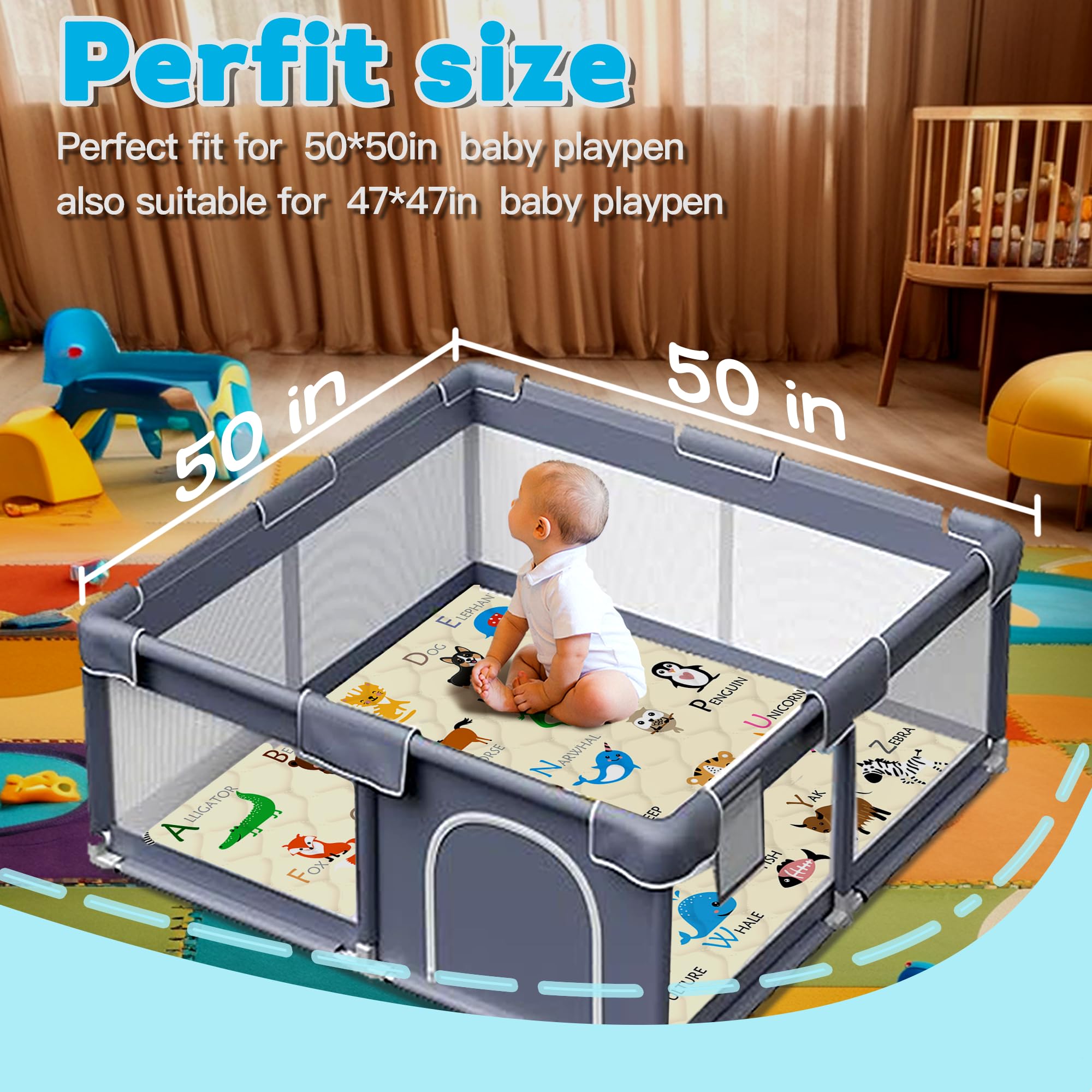 FUGWU mat non-slip bottom ensures stable playtime on any floor.
