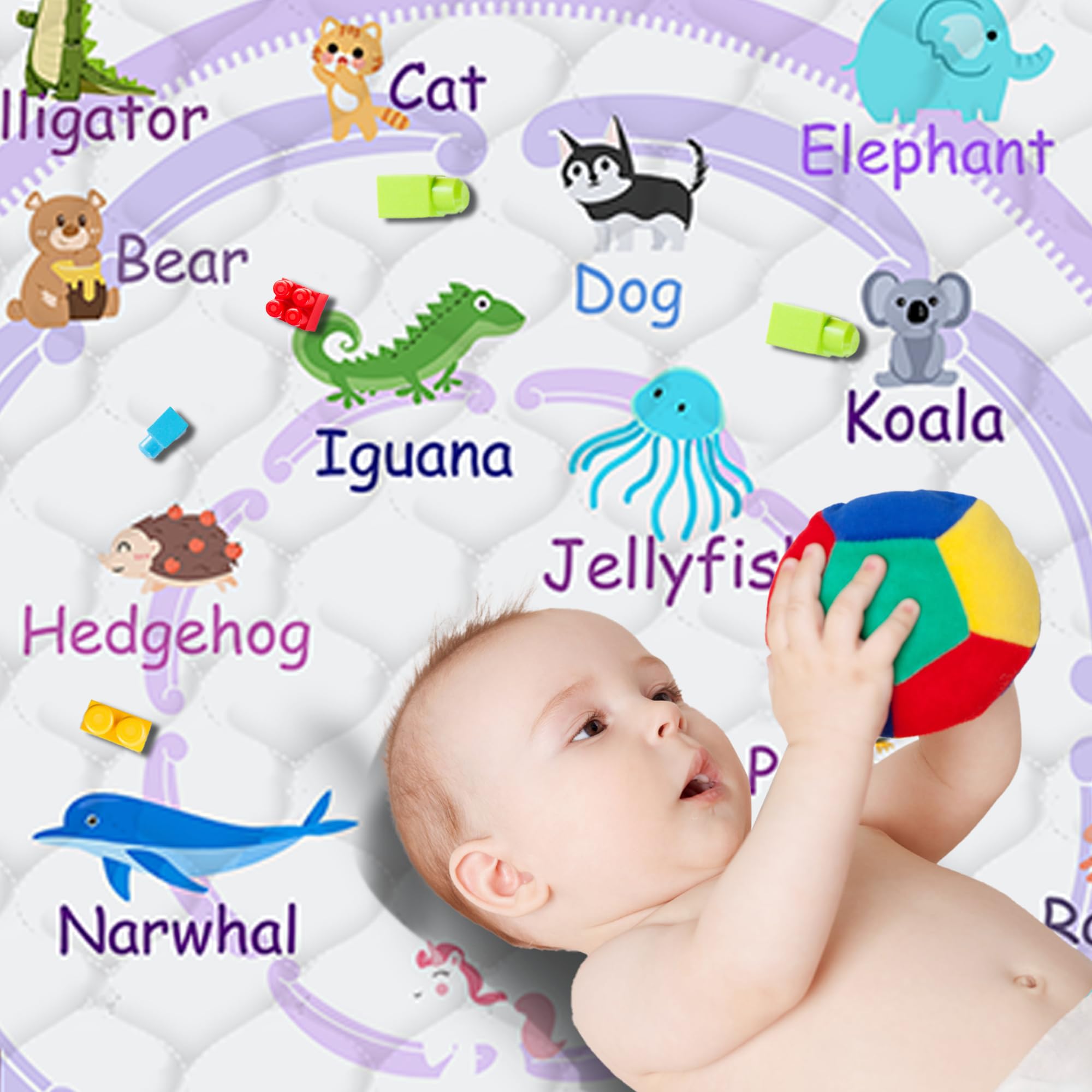 FUGWU purple animal mat enriches playrooms, living rooms, and nurseries