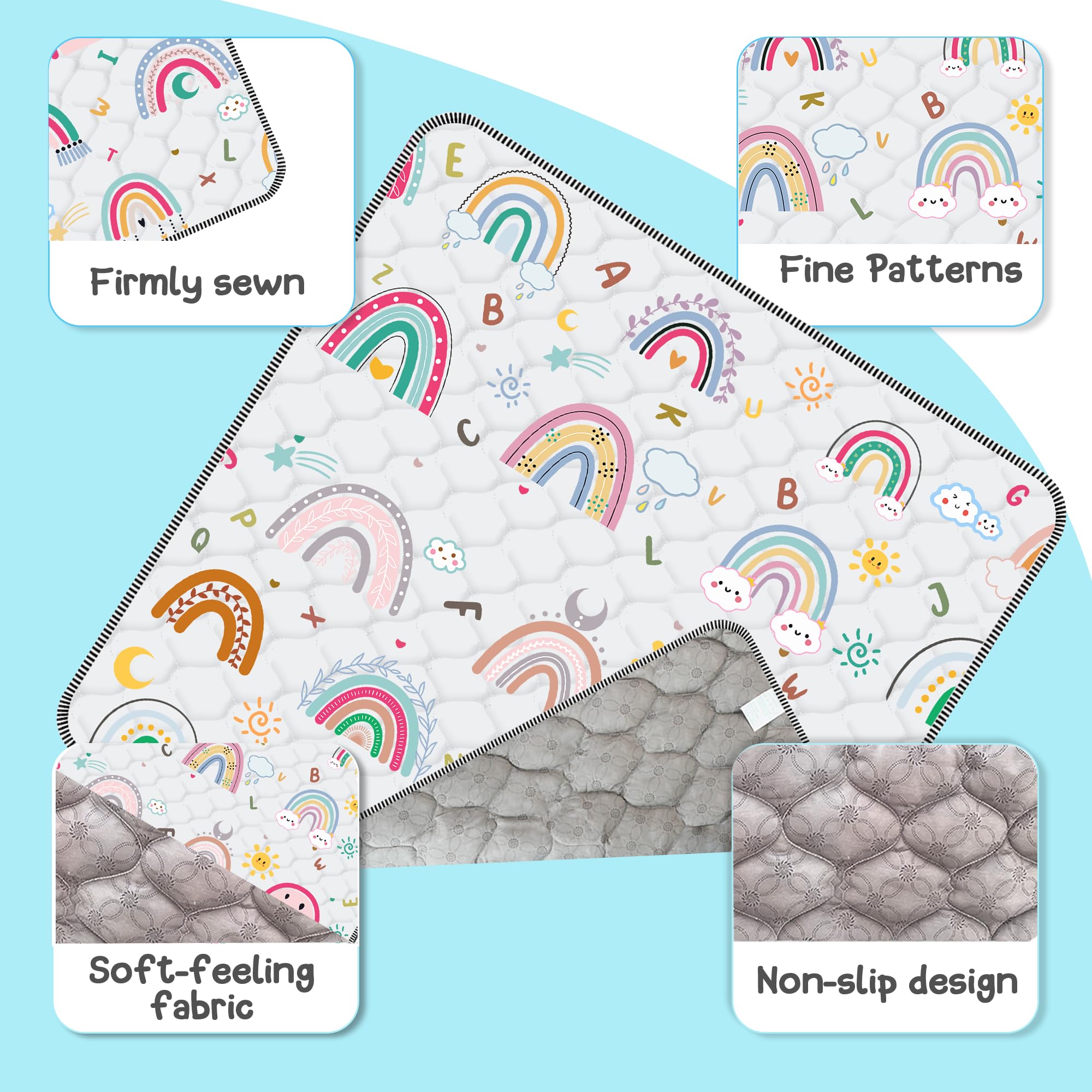 Fugwu baby play mat close-up shows plush padding for crawling comfort.