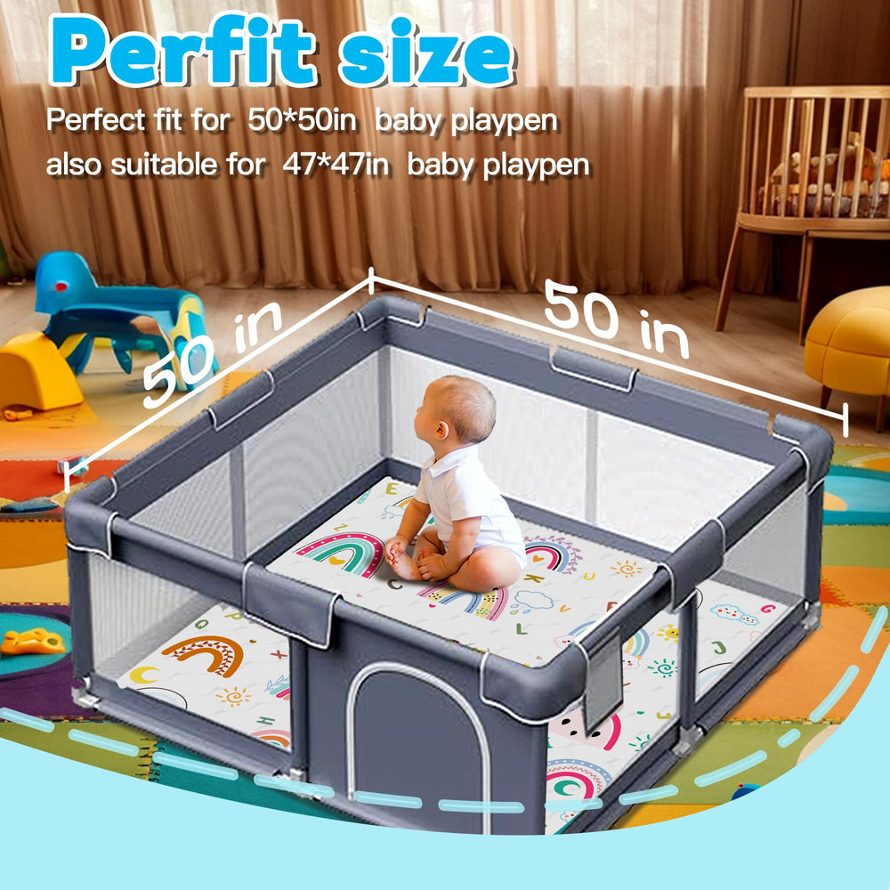 Fugwu playpen mat with non-slip bottom keeps babies steady during exploration.