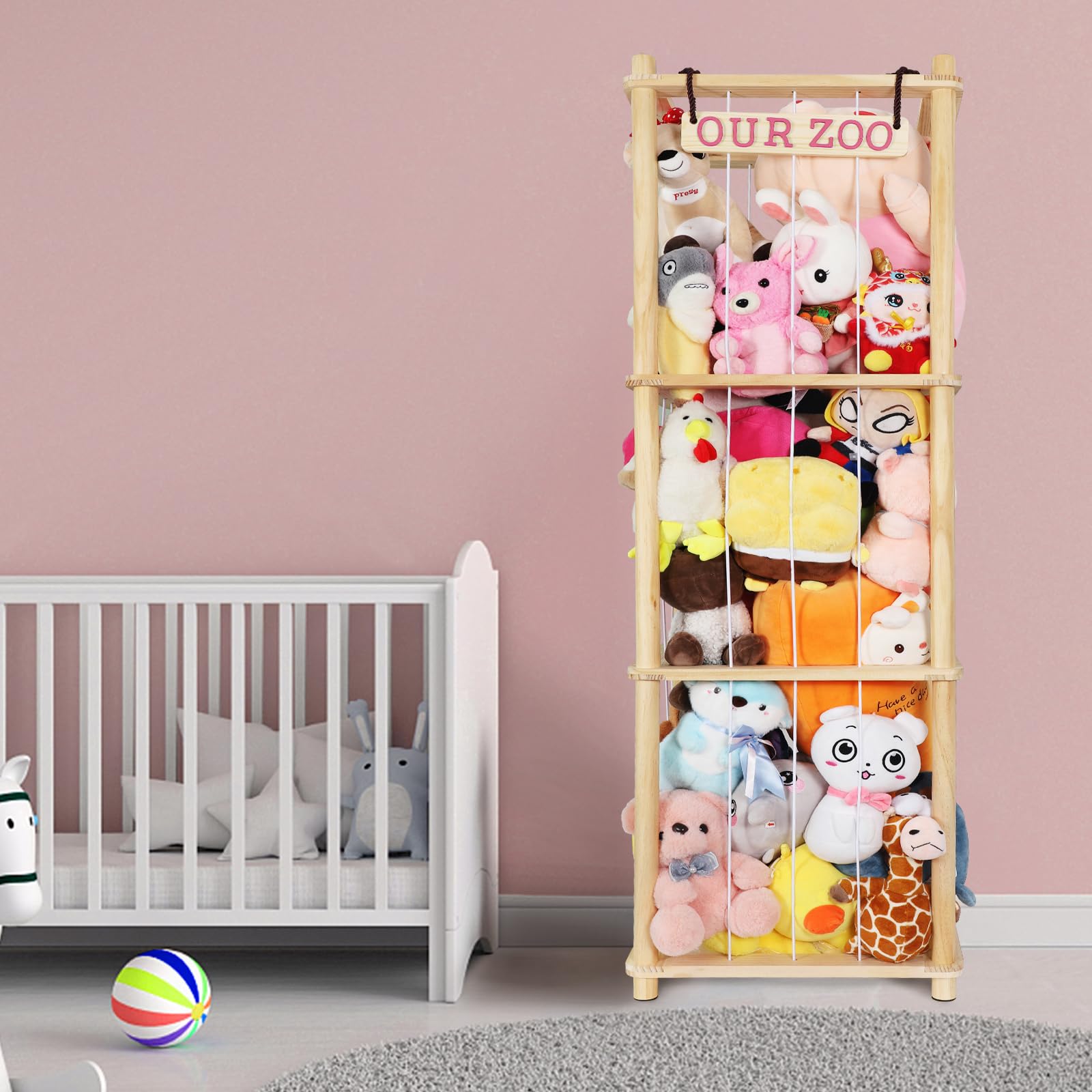 Fuilee natural pine wood zoo holder without dyes for a clean, eco-friendly look