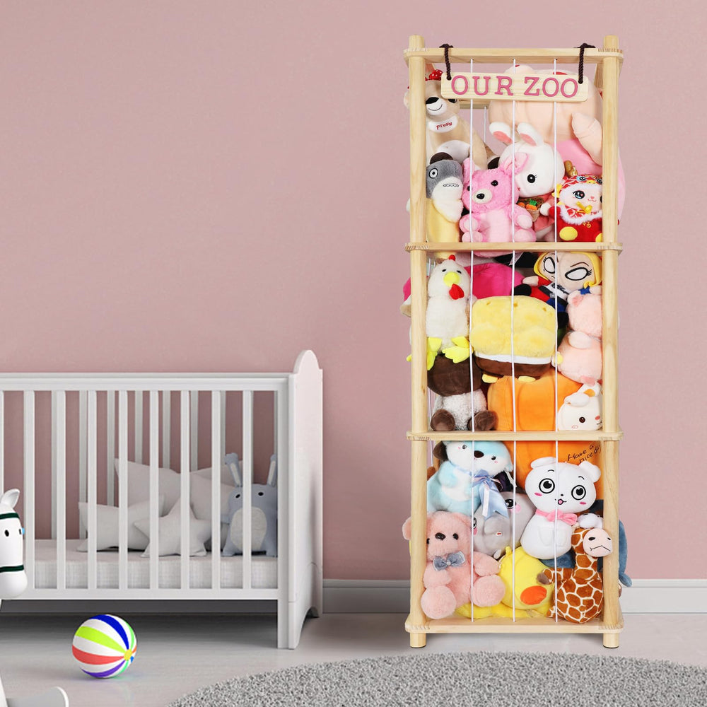 Fuilee natural pine wood zoo holder without dyes for a clean, eco-friendly look