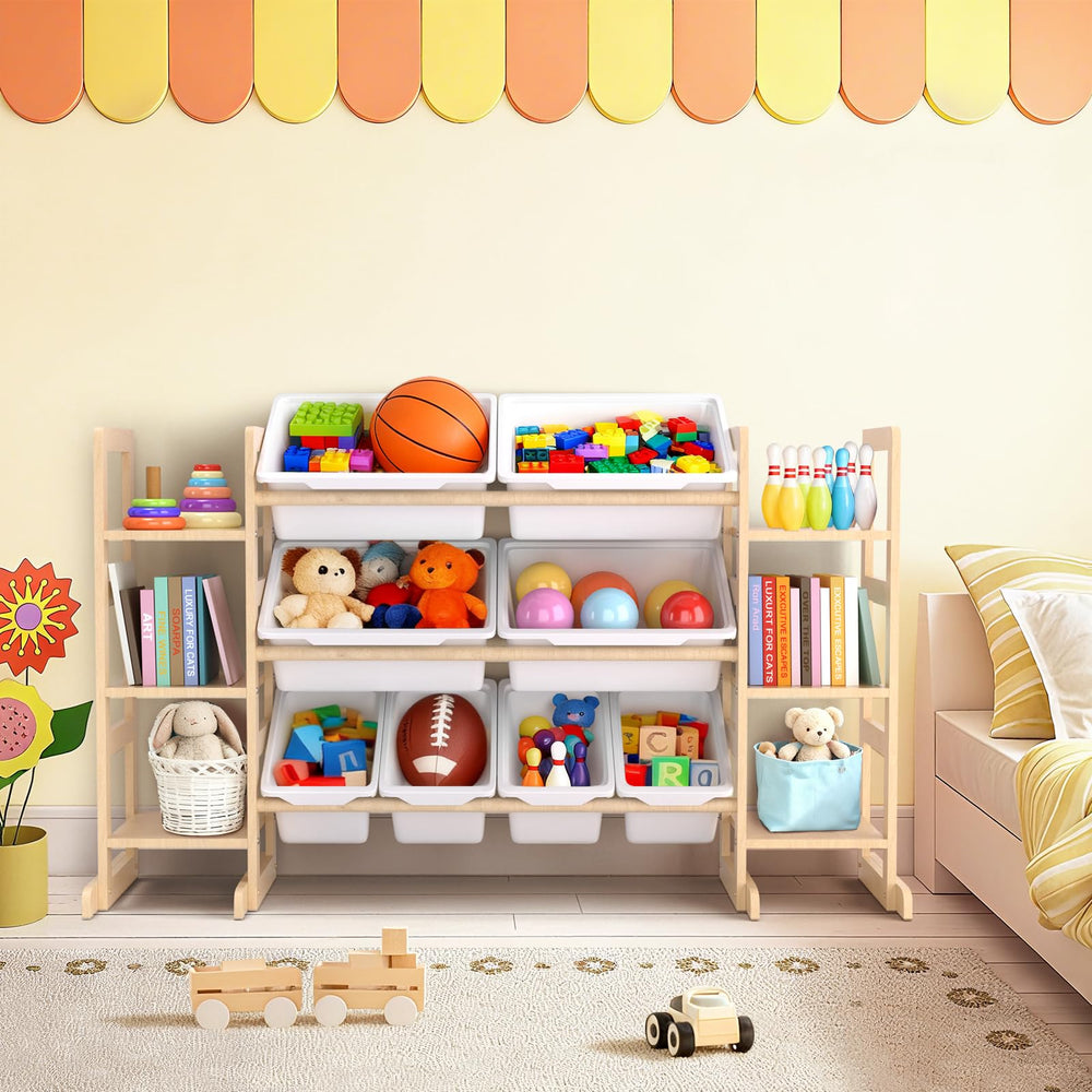Fuilee organizes toys, books, blocks, and games for stress-free cleanup