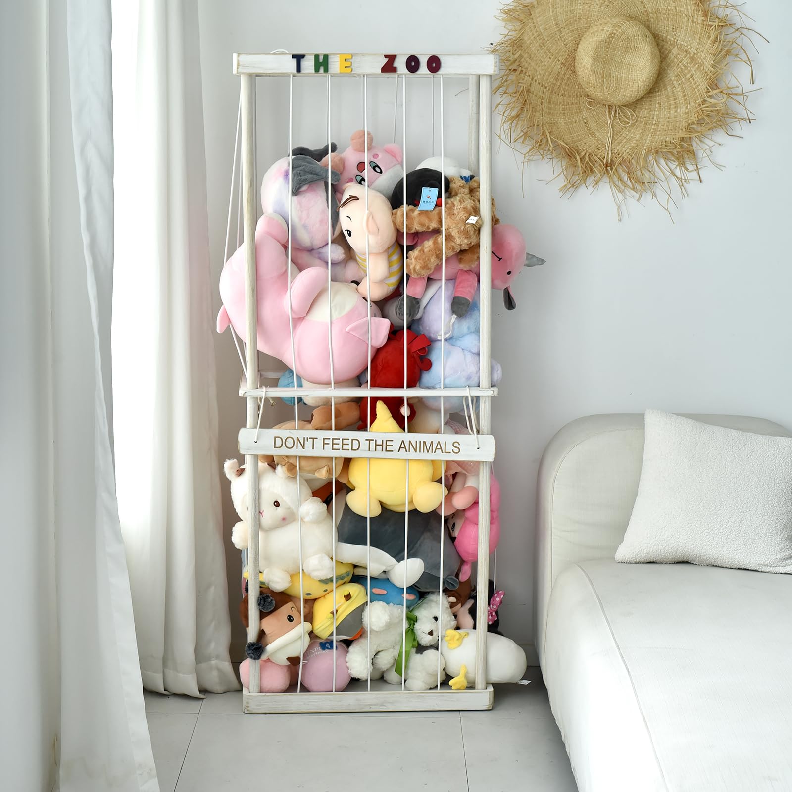FUIN stuffed animal zoo storage cage simple-assembly with clear hardware and instructions.