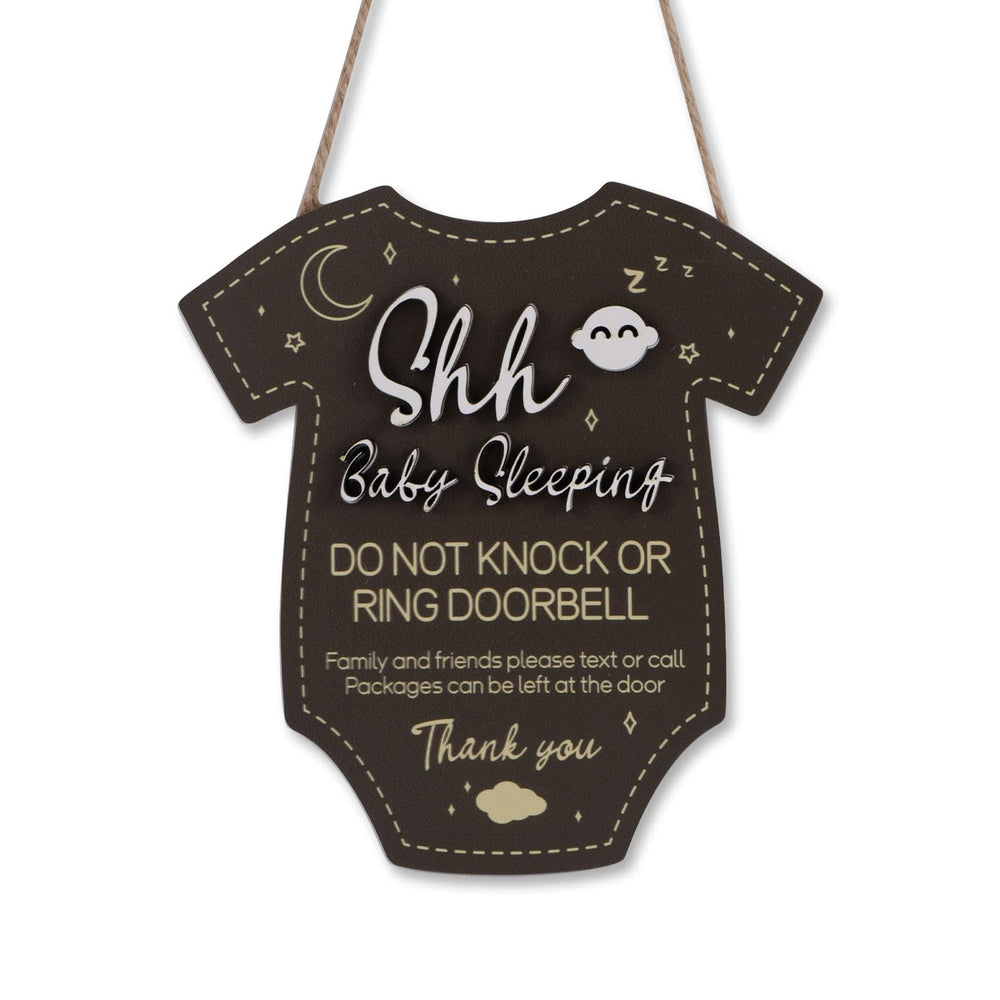 Fukaisu baby sleeping sign on the front door signaling quiet time for restful naps.