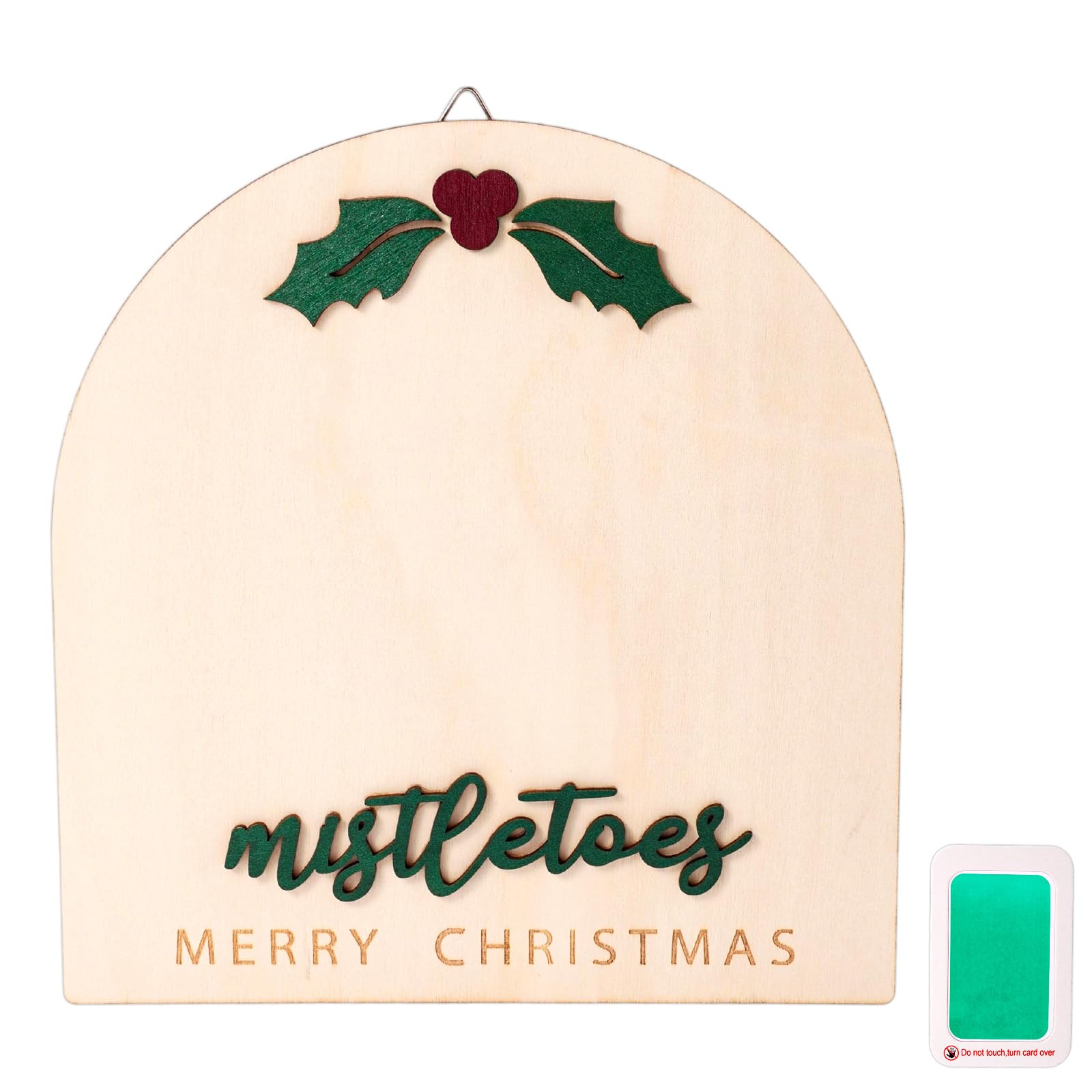 Fukaisu Christmas baby footprint wooden souvenir for keepsake display.