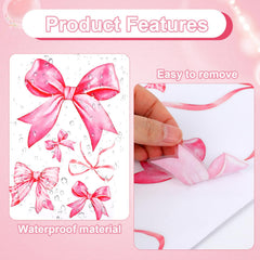 Fukaisu pink bow wall sticker sheet on a mirror for a cute accent