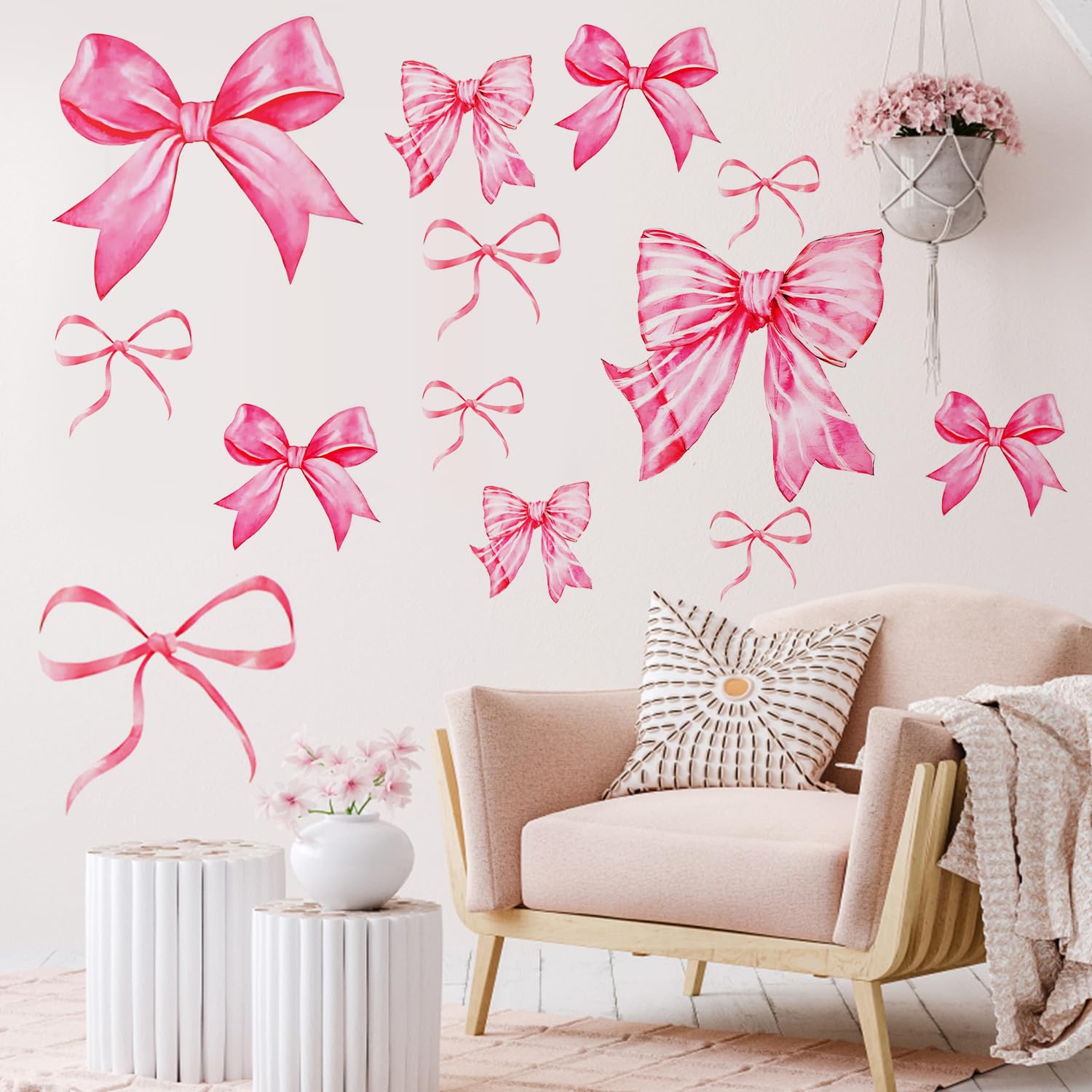 Fukaisu pink bow wall sticker sheet on a door for event decor