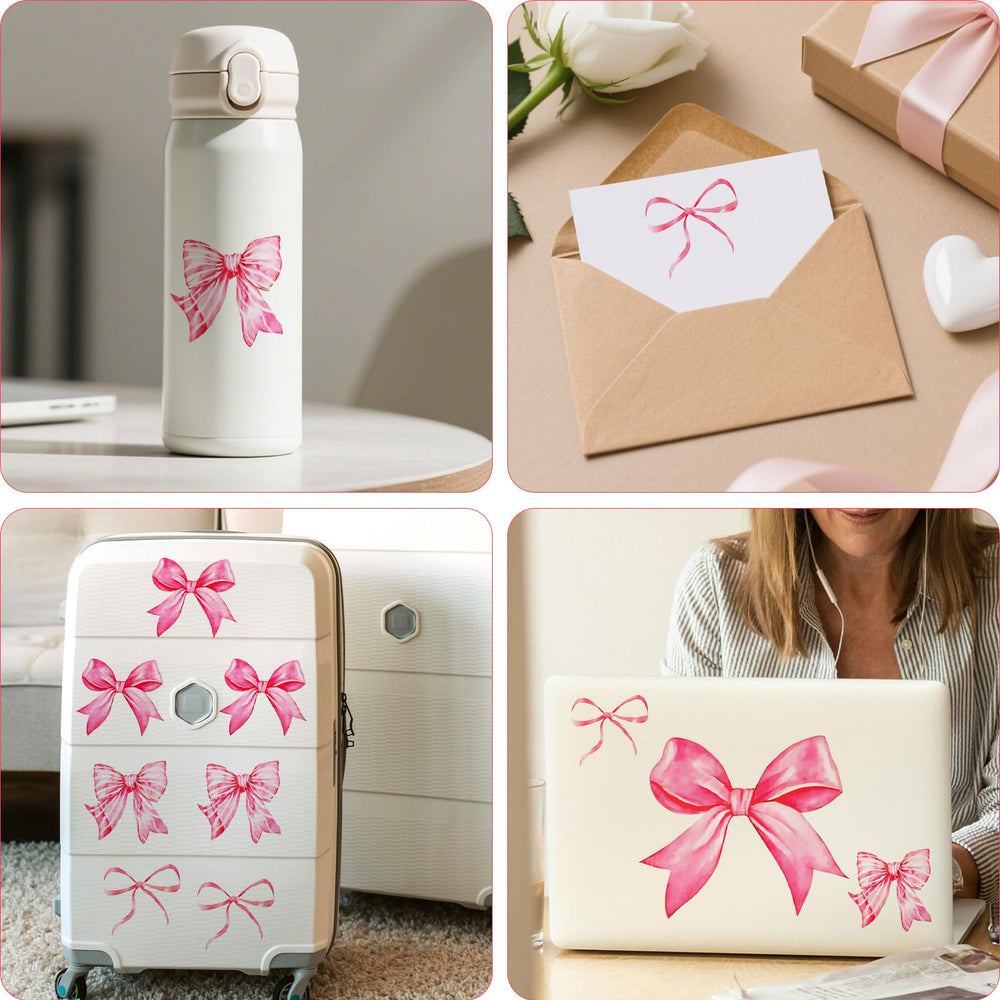 Fukaisu pink bow wall sticker sheet durable vinyl in pink bows