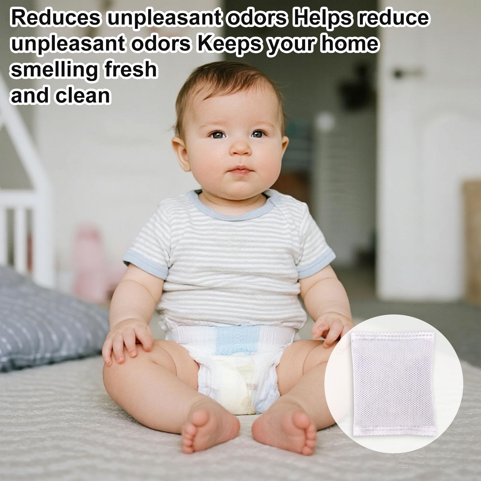 White Fukaisu diaper pail deodorizer suitable for cabinets and closets.