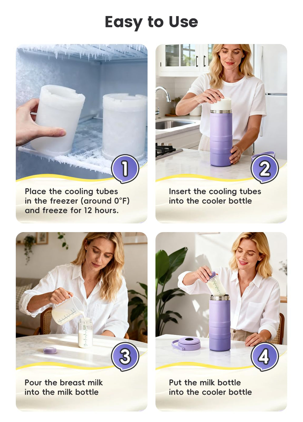 Fulljion BPA-free breast milk bottles ensure safe storage on the go.