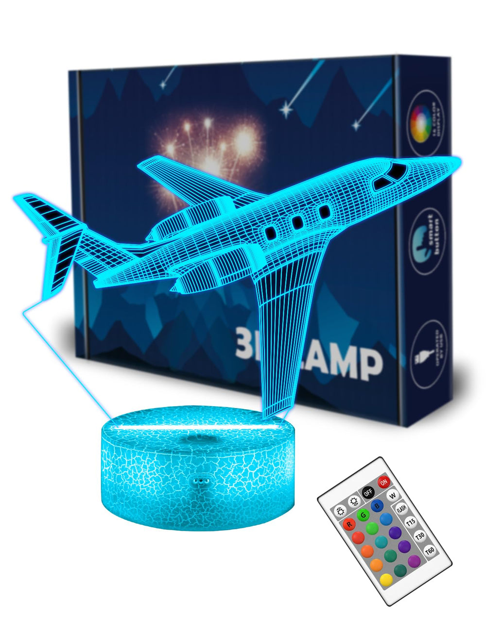 FULLOSUN airplane night light base glows softly for warm bedside ambience.