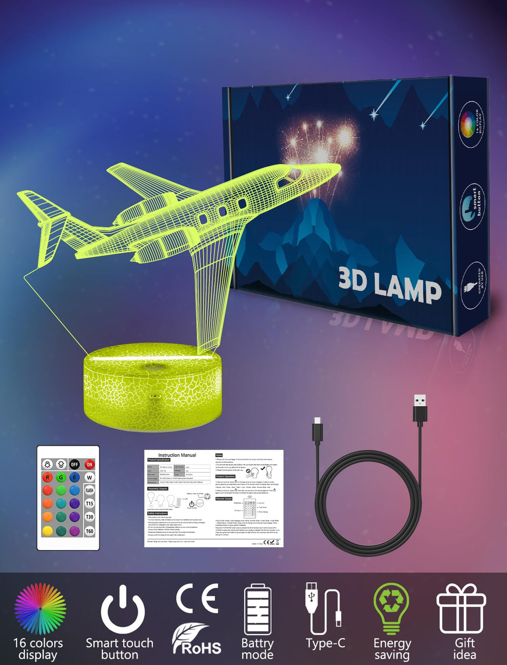 FULLOSUN airplane night light gift packaging makes a charming holiday present.
