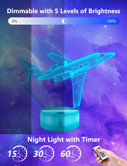 FULLOSUN airplane night light remote control enables easy color changes from bed.