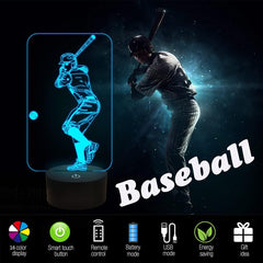FULLOSUN Baseball 3D Night Light 16 colors for mood lighting