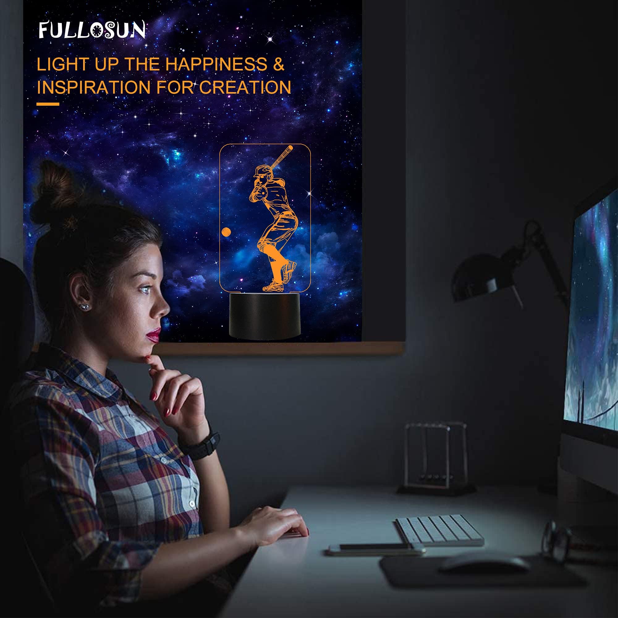 FULLOSUN Baseball 3D Night Light acrylic sheet with laser engraving