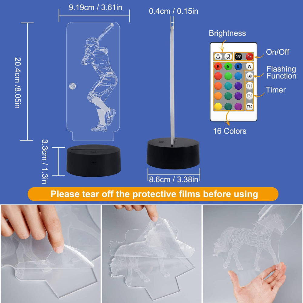 FULLOSUN Baseball 3D Night Light gift pack ideal for fans