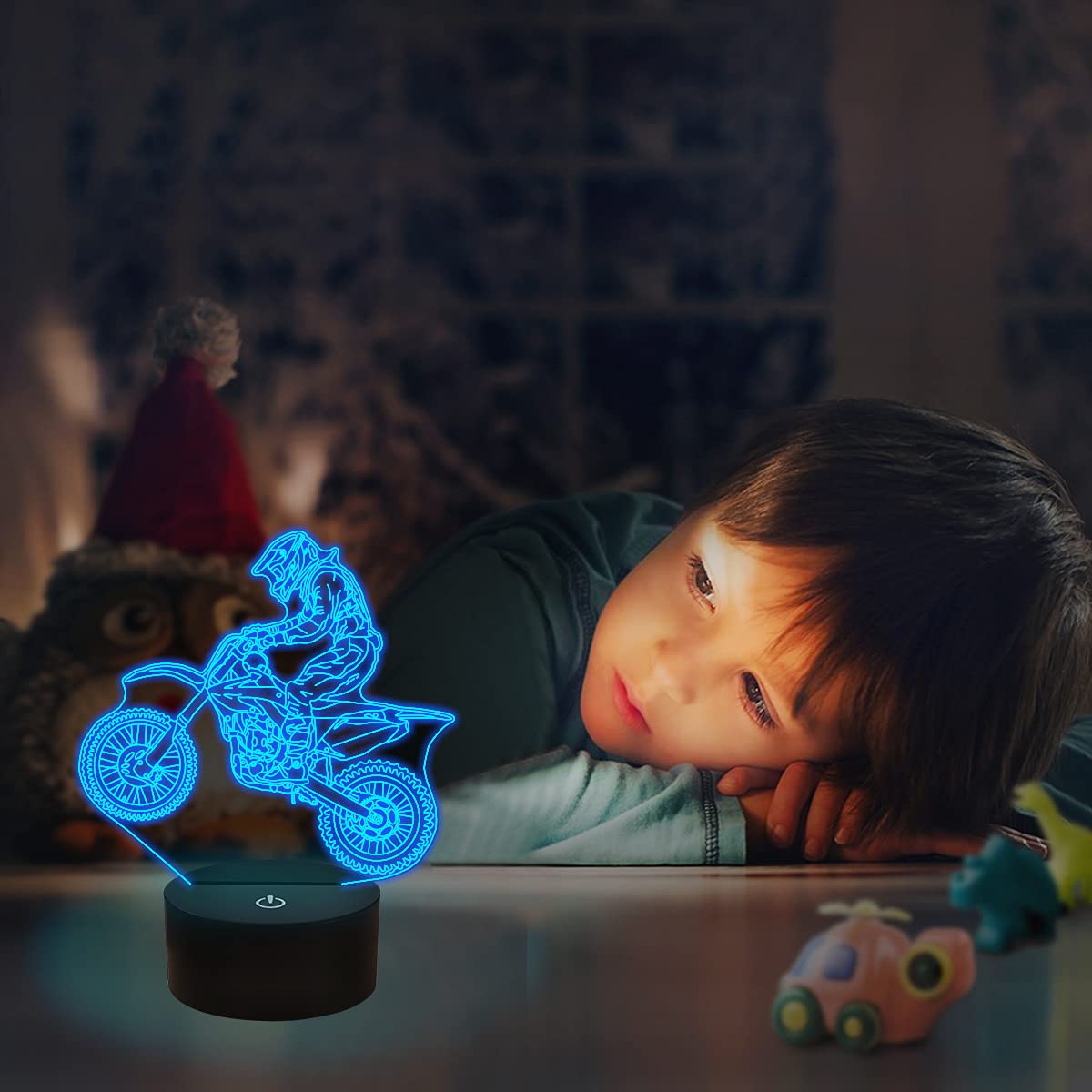 FULLOSUN dirt bike 3D night light color changing in action