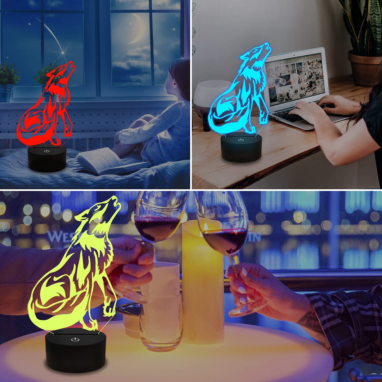 FULLOSUN wolf 16-color options tailor mood for bedtime stories.