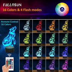 FULLOSUN wolf night light LED base provides soft, eye-friendly illumination.