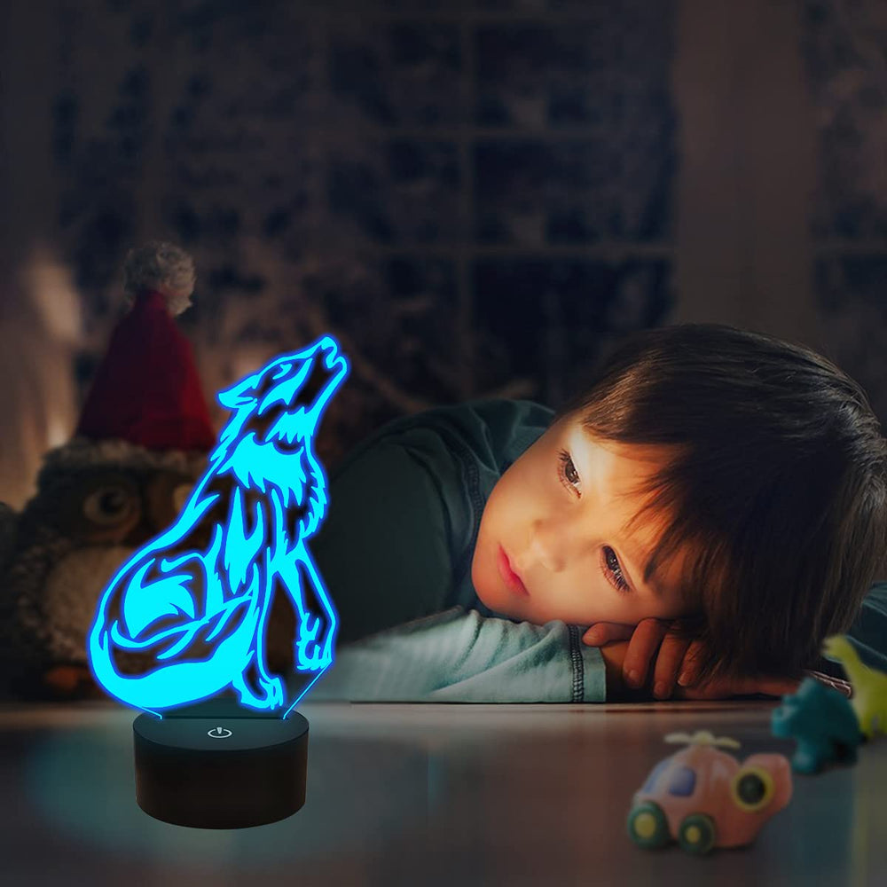 FULLOSUN wolf remote control allows easy color changes from bed.