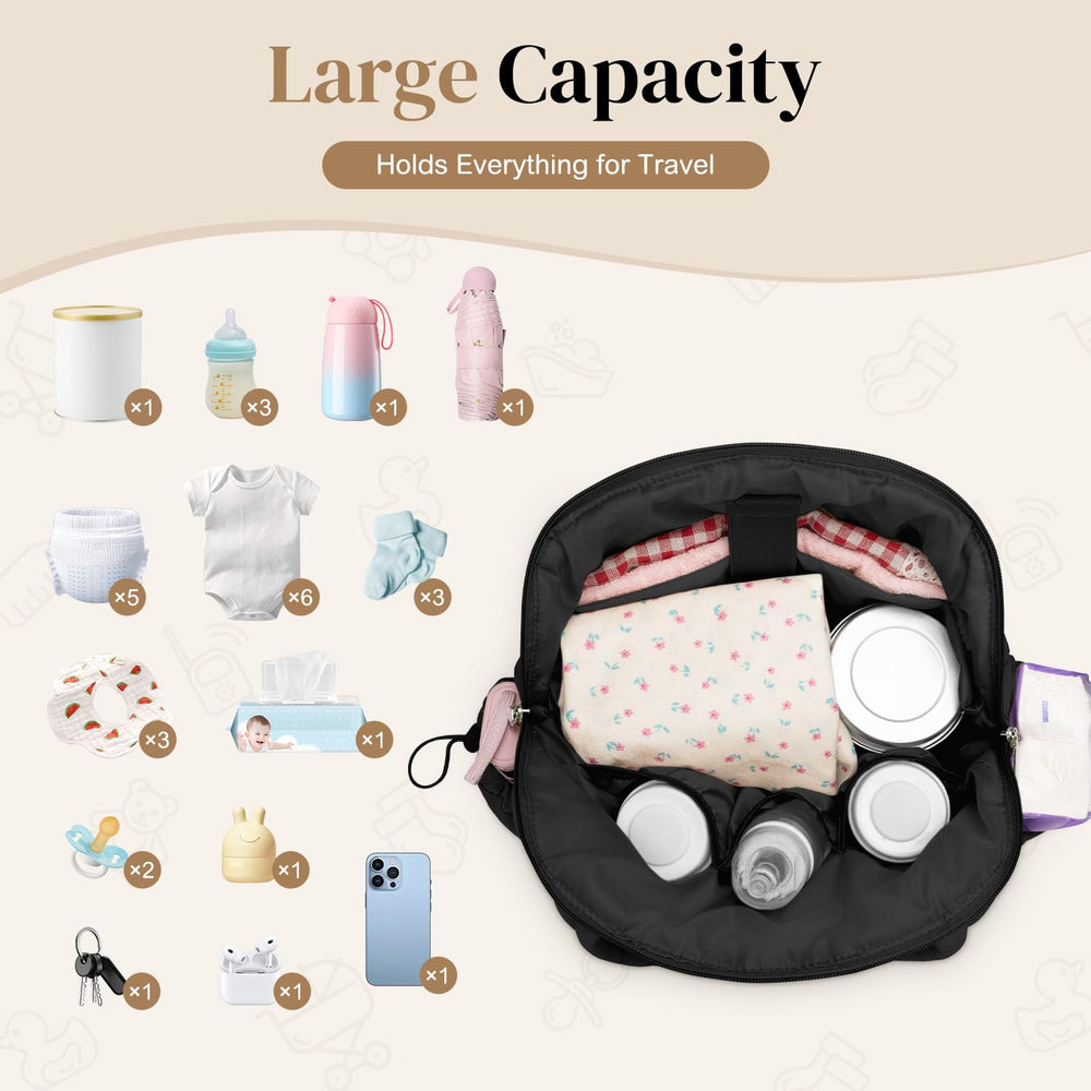 FullWoyi diaper tote with diaper pad and pacifier bag for quick changes.