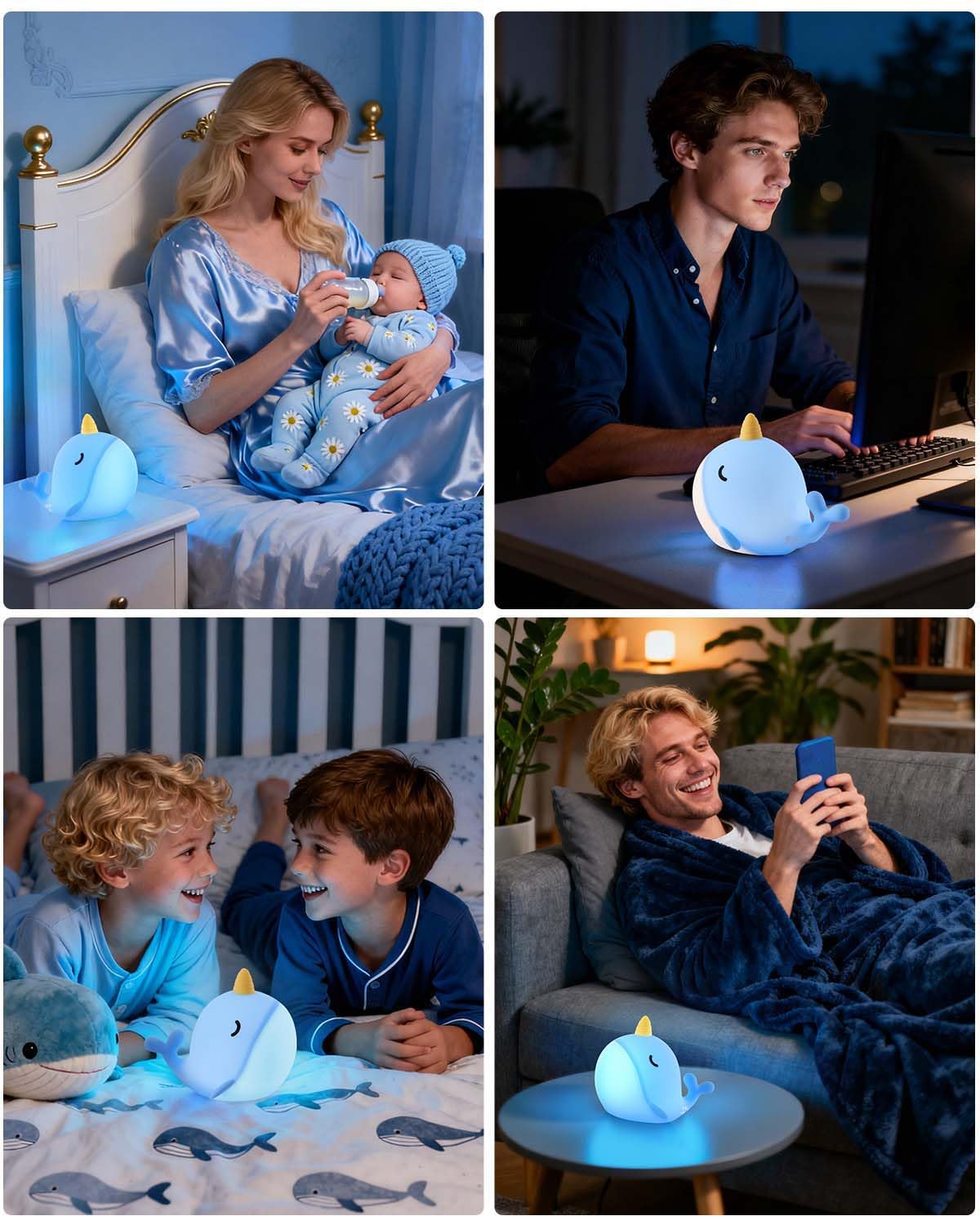 Fuloon Narwhal night light blends playful decor with practical lighting.