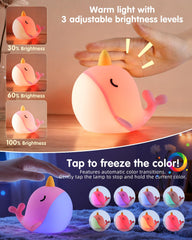 Fuloon Narwhal Night Light color-changing mode to soothe kids at night.