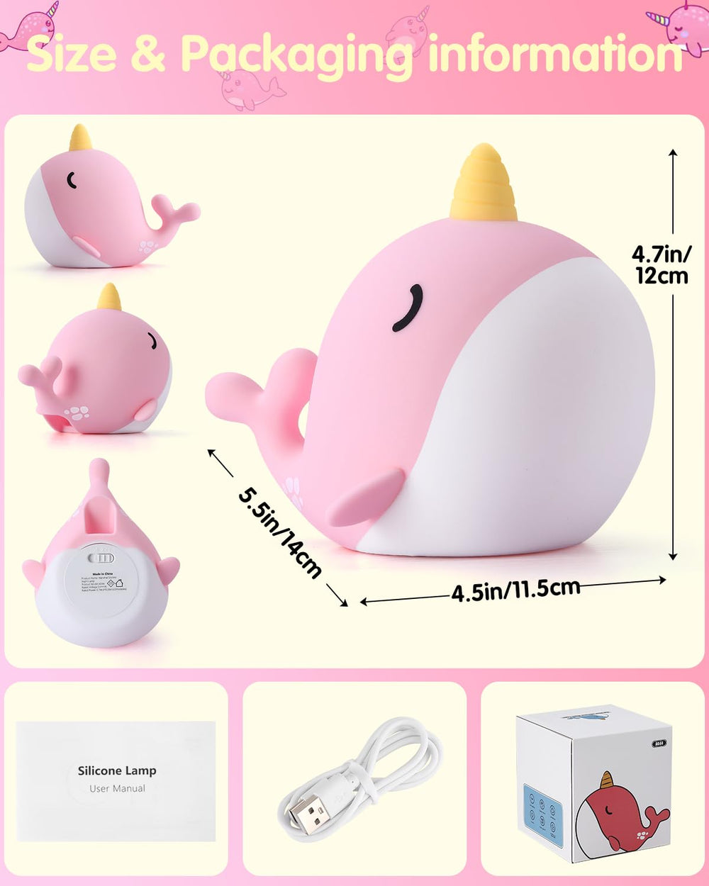 Fuloon Narwhal Night Light in a kid's room adds a cozy decorative touch.