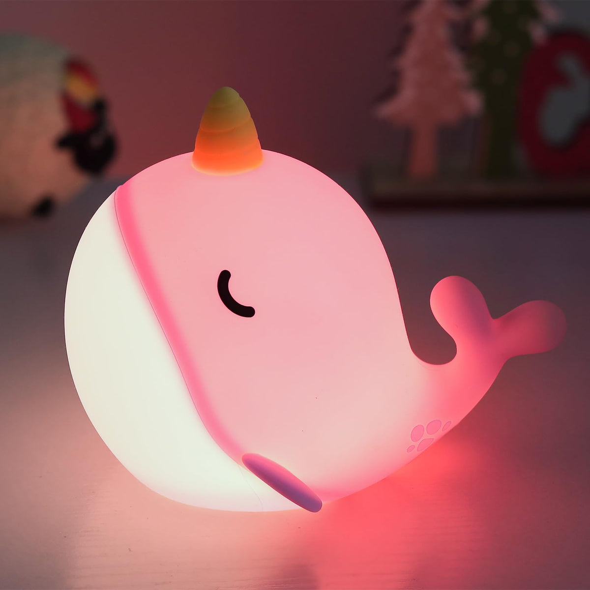 Fuloon Narwhal Night Light with tap control for easy bedtime lighting.