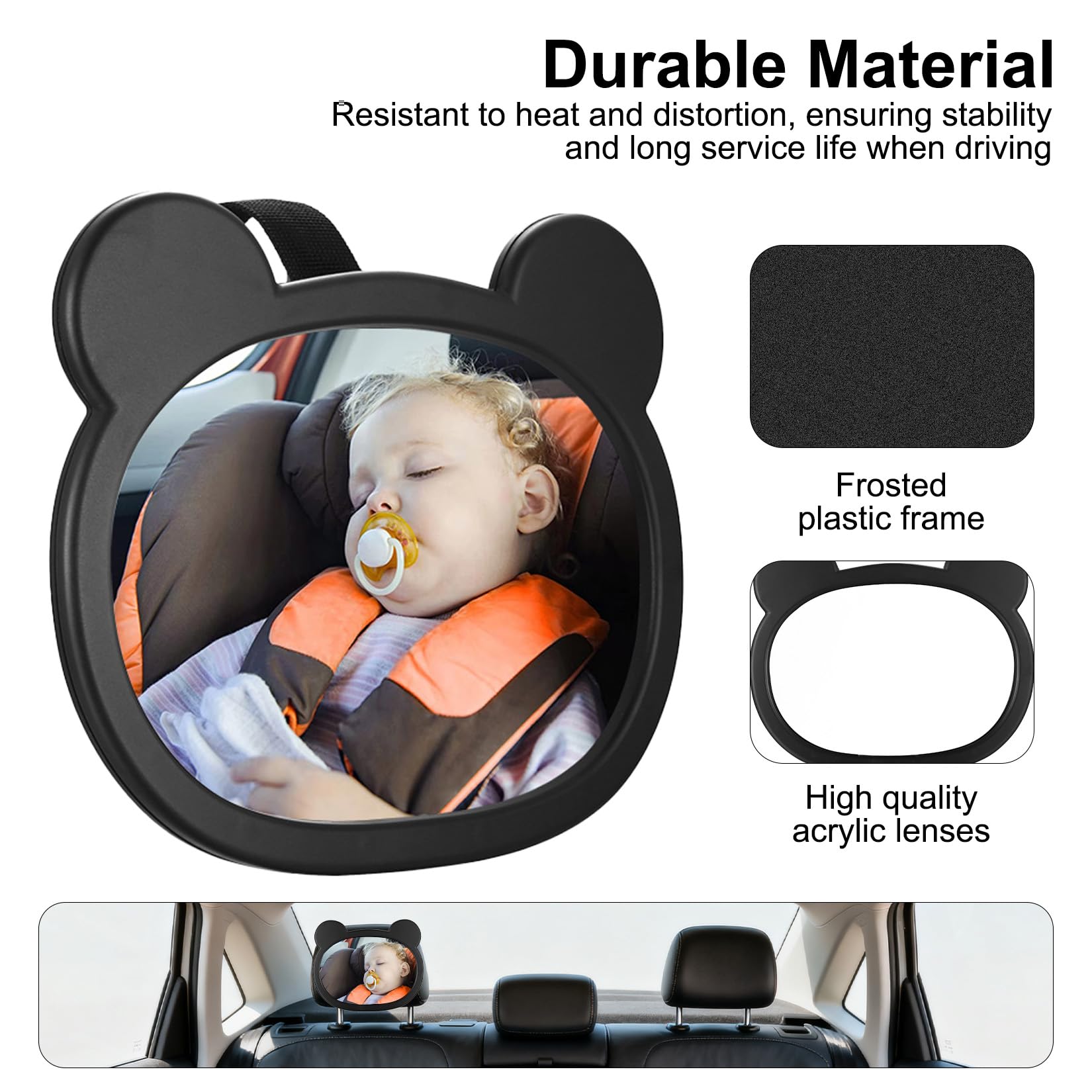 Fulushouxi baby car mirror 360 rotation allows flexible viewing angles.