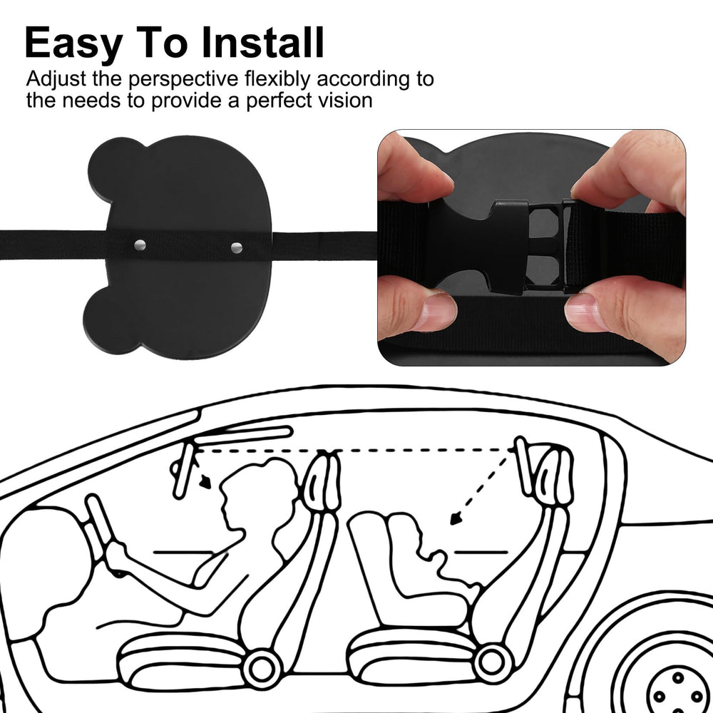 Fulushouxi baby car mirror clear acrylic lens delivers bright reflections.