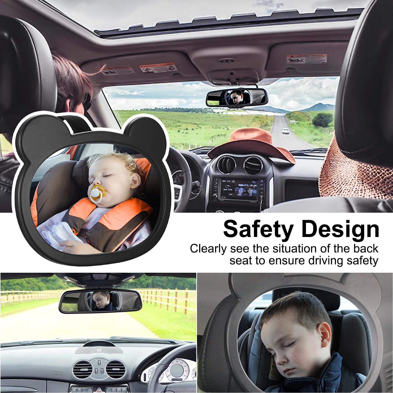 Fulushouxi baby car mirror easy installation avoids distraction while driving.