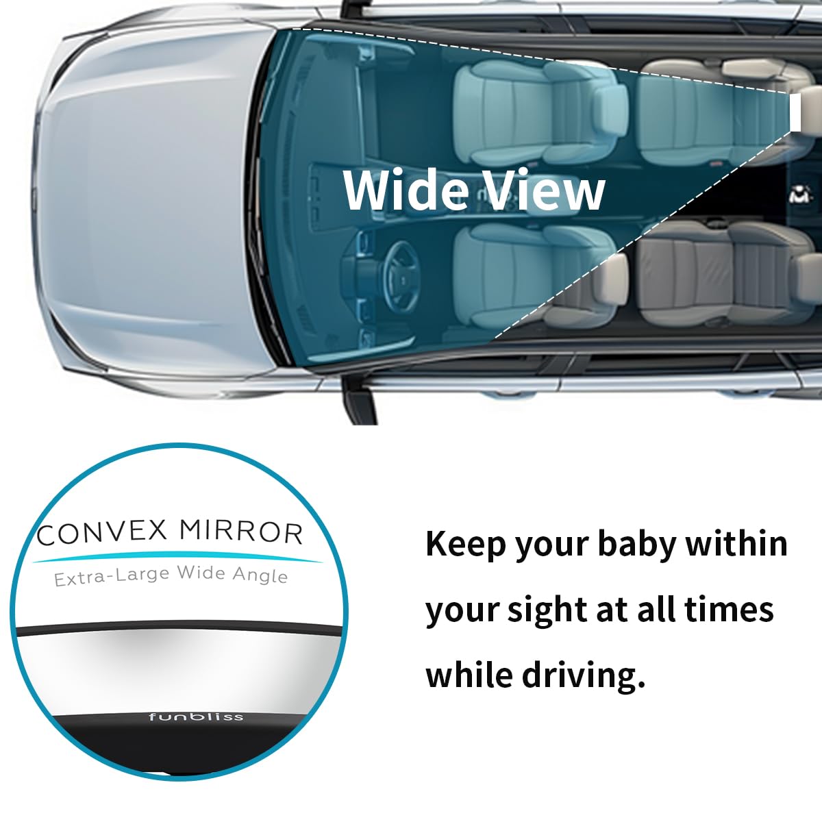 Funbliss headrest attachment keeps the mirror secure during drives