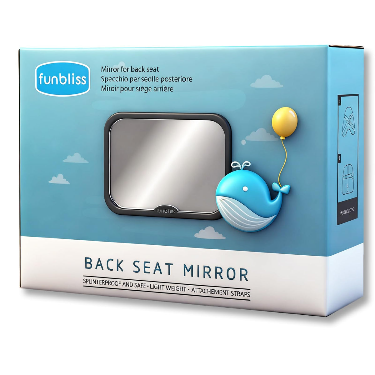 Funbliss baby car mirror wide-angle view for easy rear-facing monitoring
