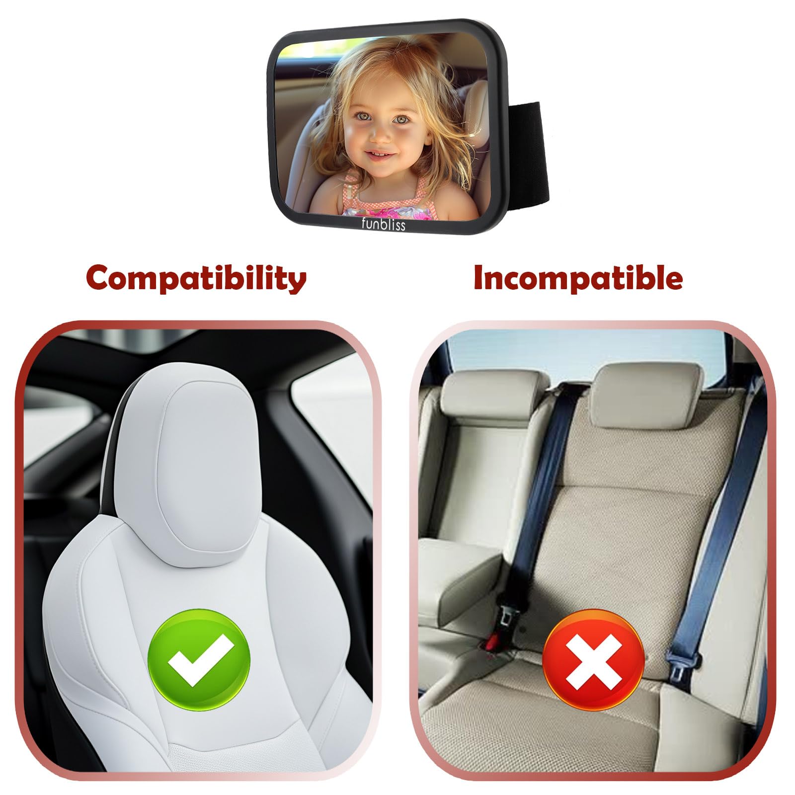 Funbliss anti-vibration design keeps the mirror steady on rough pavement.