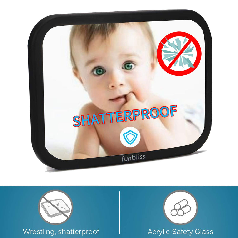 Funbliss mirror with shatterproof lens provides durable, worry-free use.