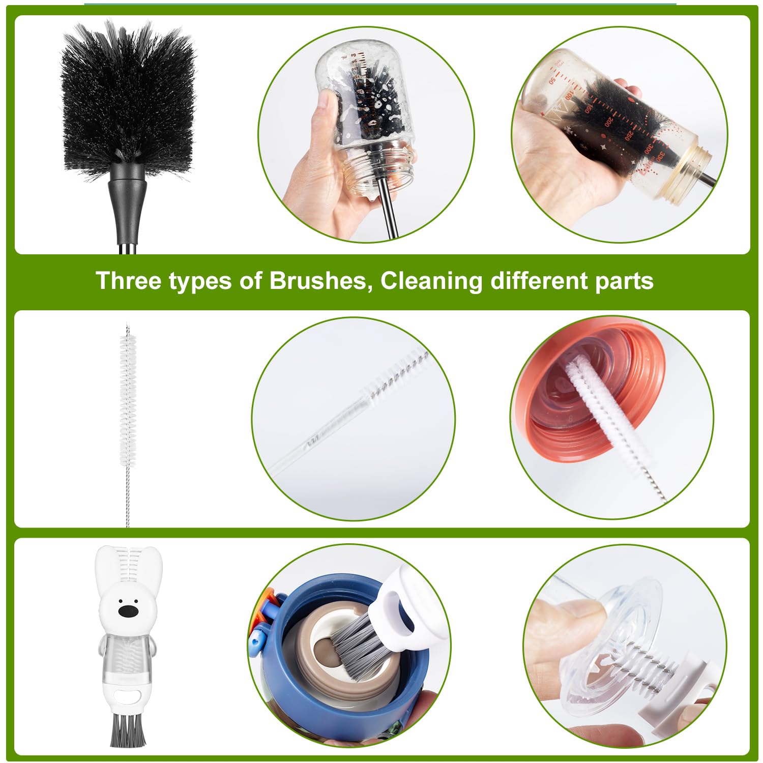 FunCee rabbit-shaped brush cleans lids and small crevices with ease.