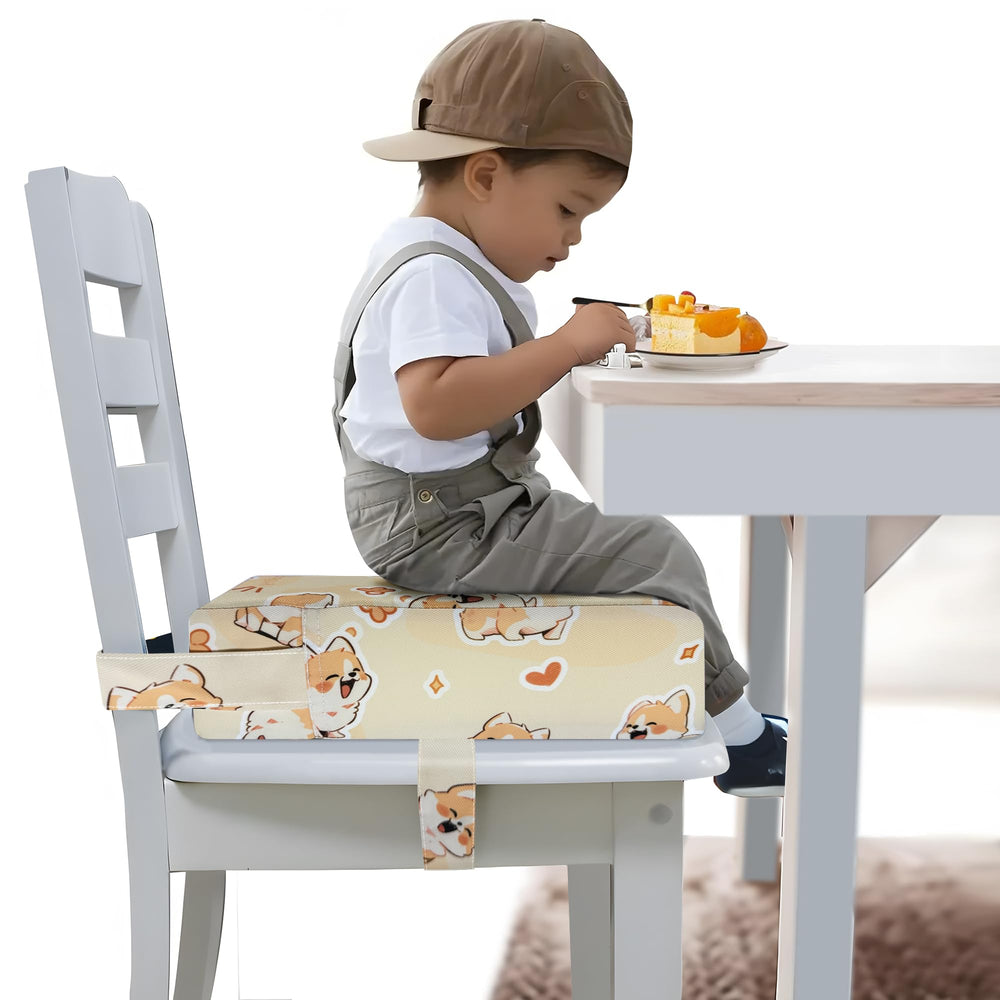 Funcority toddler booster seat on a dining chair provides stable support for meals.