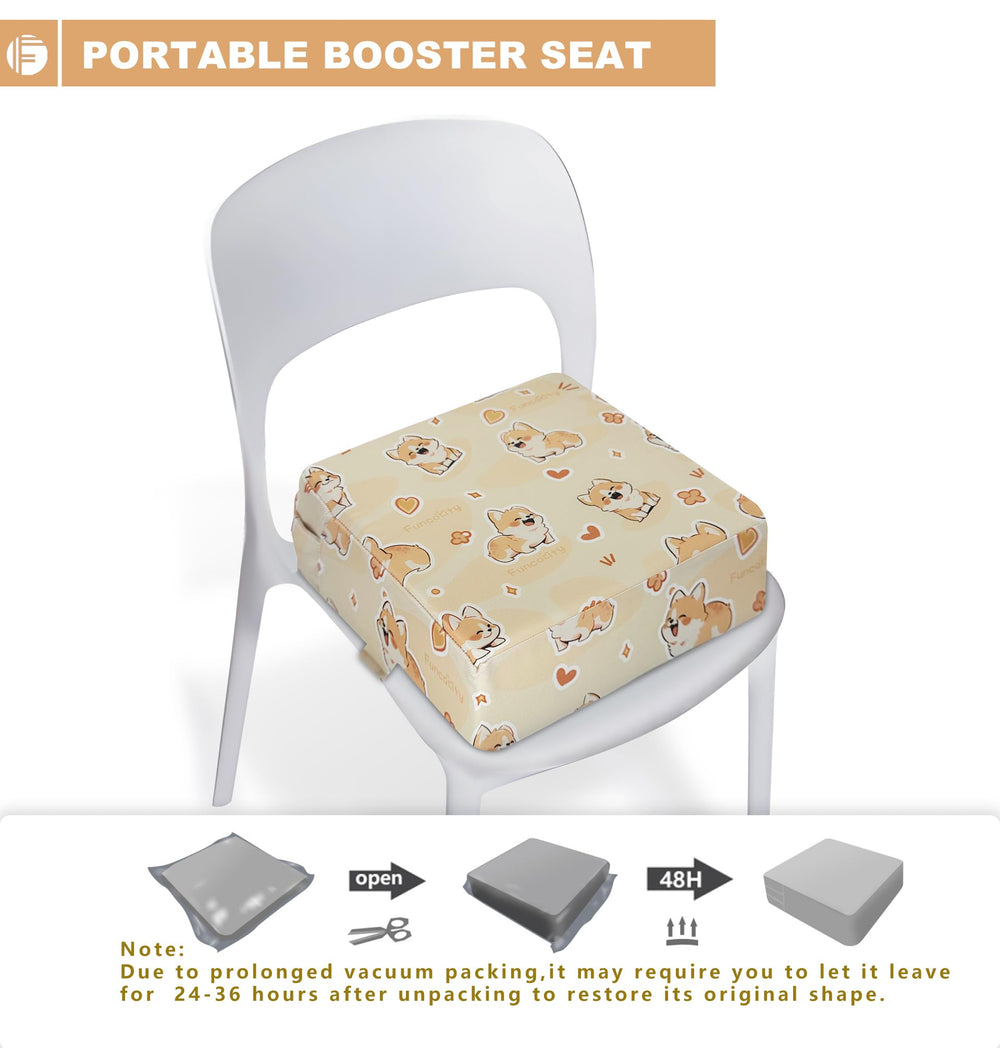 Funcority booster seat has a machine-washable cover for easy cleaning.
