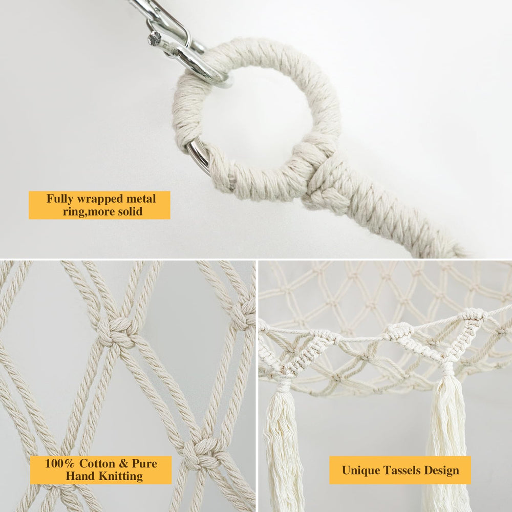 FUNCYboo cotton rope hammock material emphasizes durability and long-lasting plush storage.