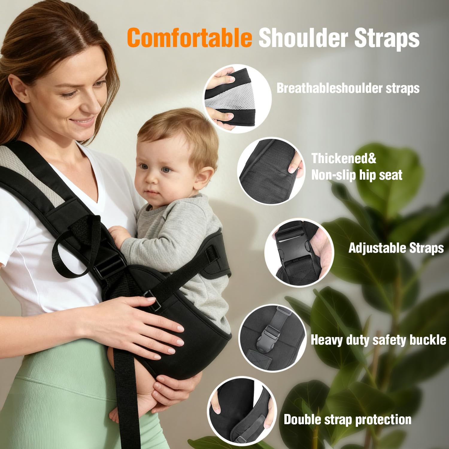 FUNITO toddler sling adjustable straps demonstrate easy, custom fits for caregivers.