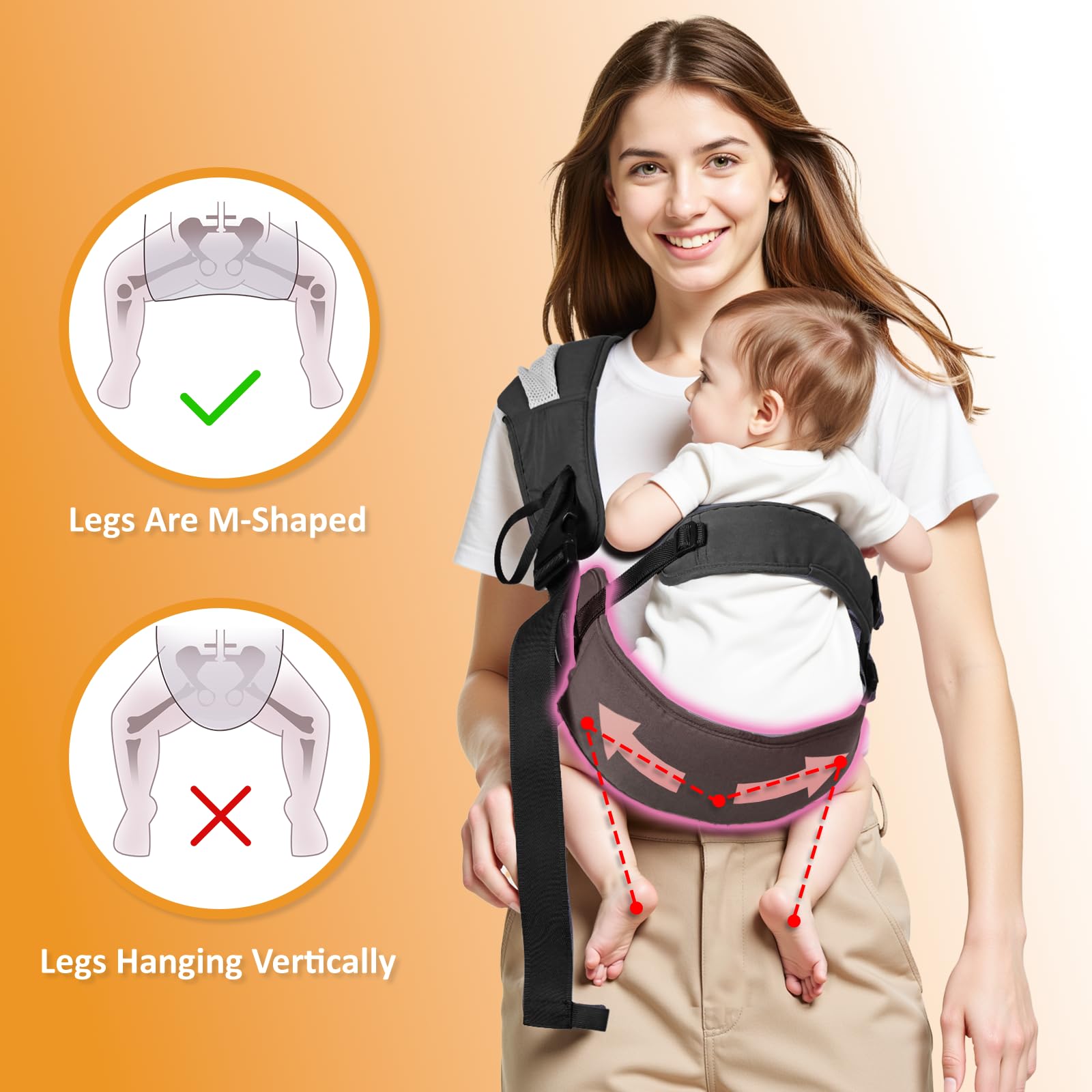 FUNITO carrier buckles and padded edges for secure, gentle holding.