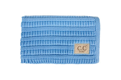 Funky Junque ribbed-knit pale blue baby blanket for cozy naps.