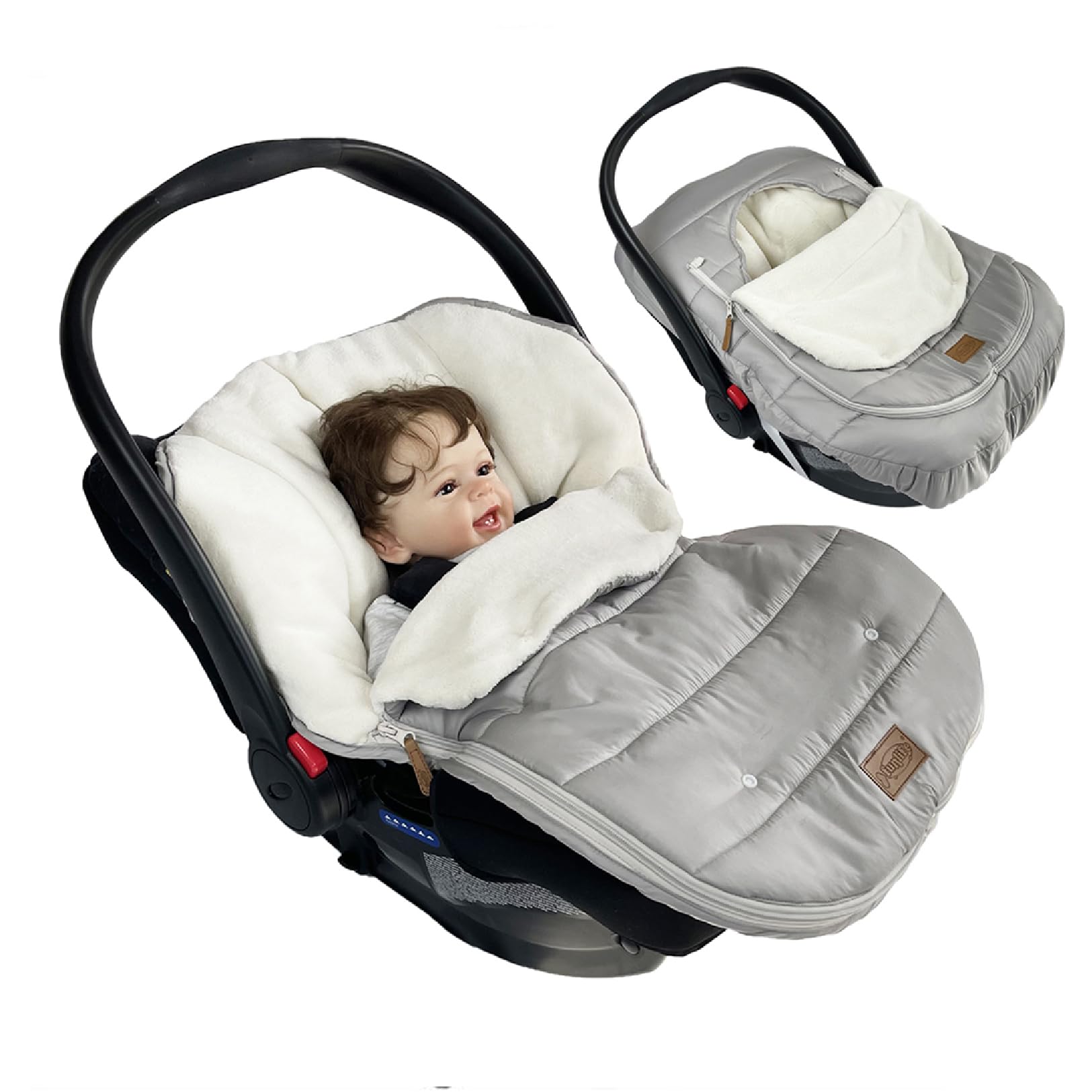 funlife car seat bunting bag set front view for winter warmth and easy in-out access